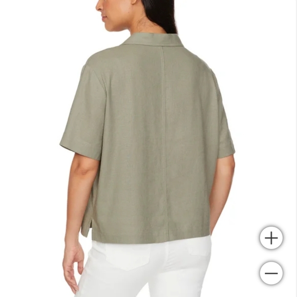 NWT Buffalo Women's Linen Blend Button Front Shirt Green M B16 - Picture 3 of 5